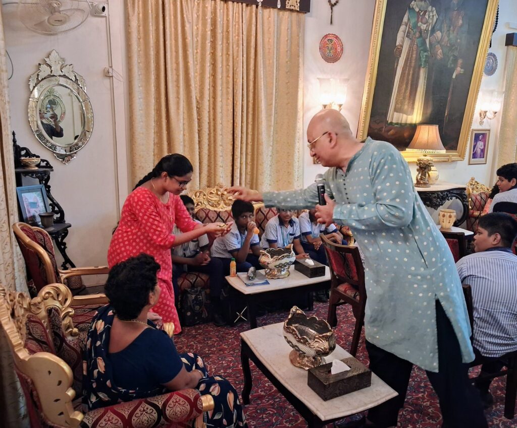 Participants gathered for an interactive session inside Amir Mahal during Tejomaya’s heritage field trip